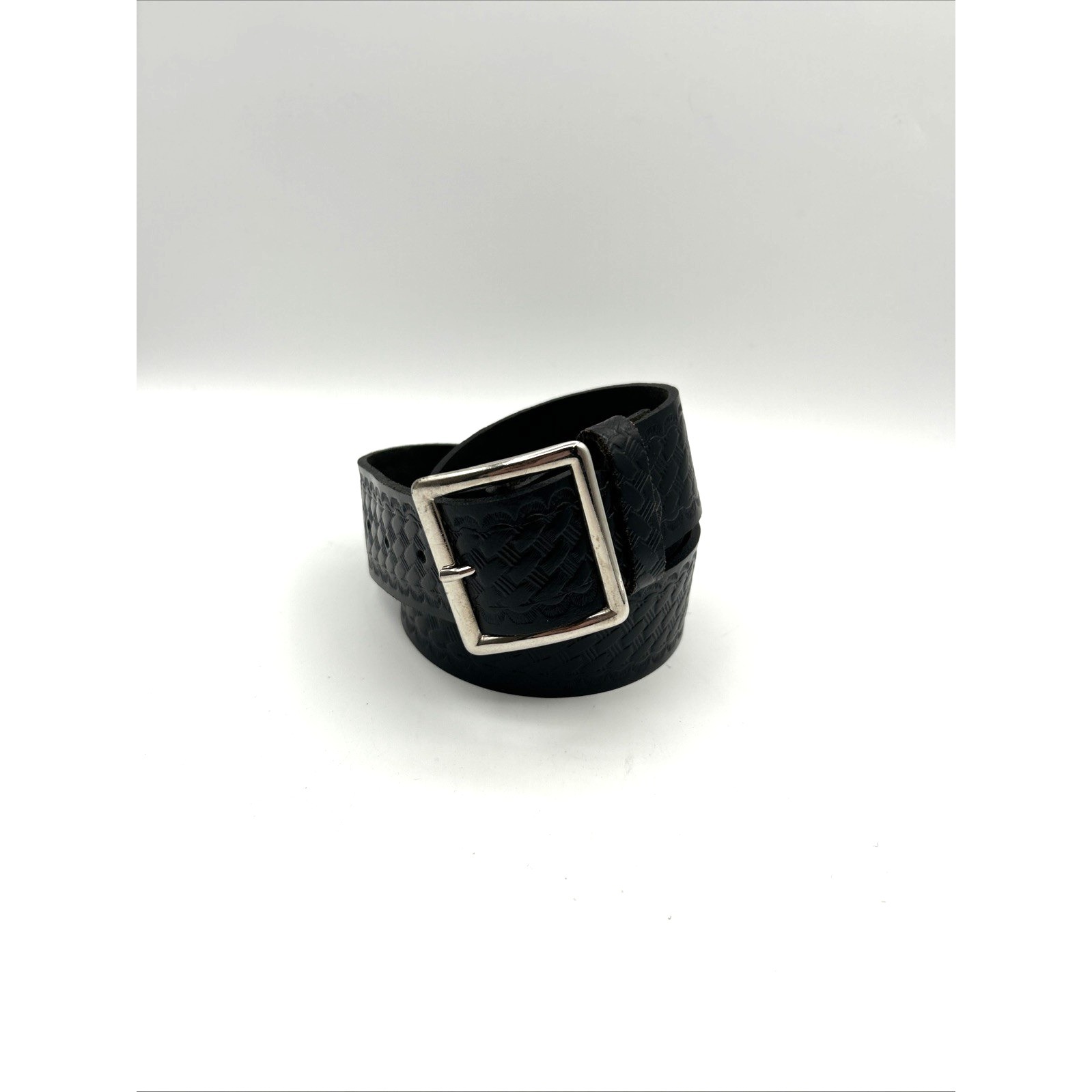 Task Force Belt Mens Xl 42-44 Black Basketweave Top Grain Leather Usa 1304